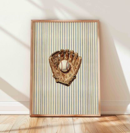 Watercolor crossed baseball bats print for a preppy boys nursery room decor