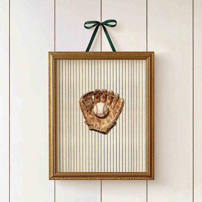 Classic American baseball watercolor print for a preppy boys nursery gallery wall