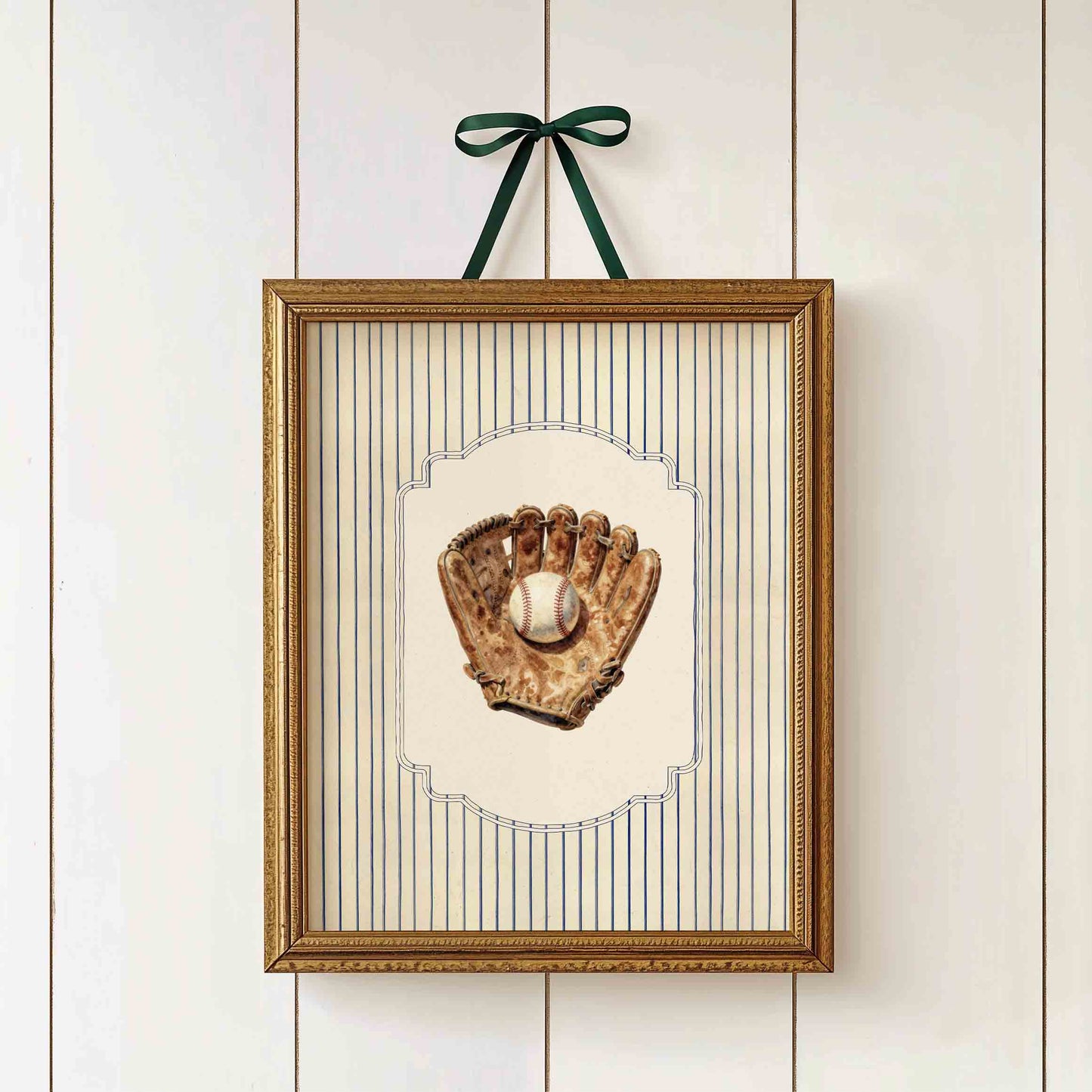 Vintage baseball nursery print preppy boys room watercolor wall art