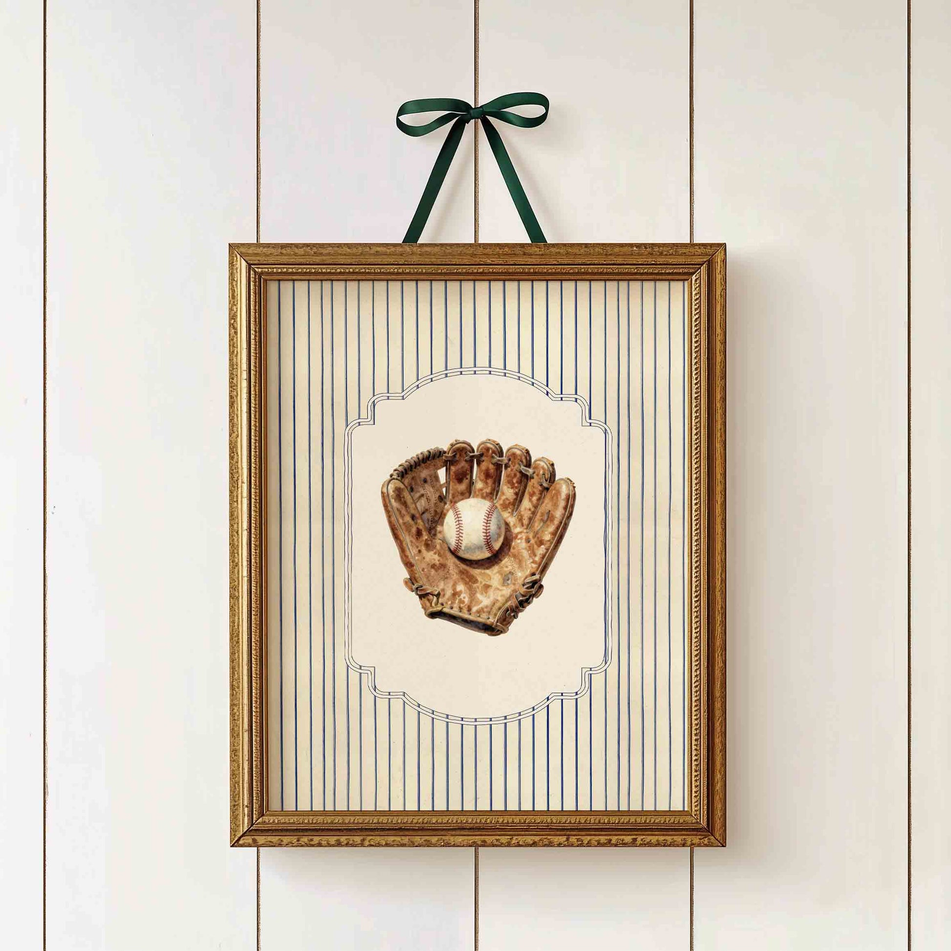 Vintage baseball nursery print preppy boys room watercolor wall art