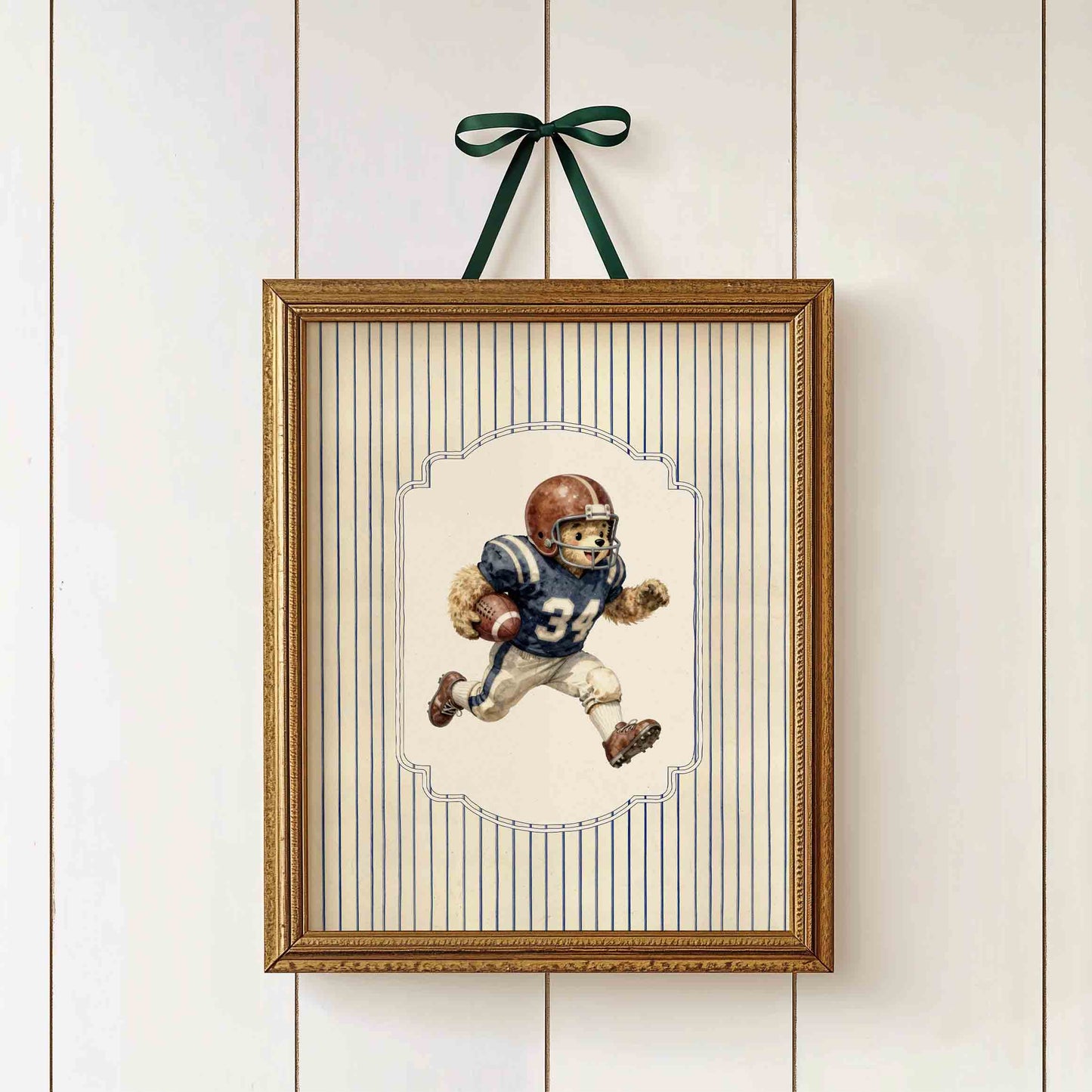 Teddy bear football nursery wall art vintage printable boys room decor