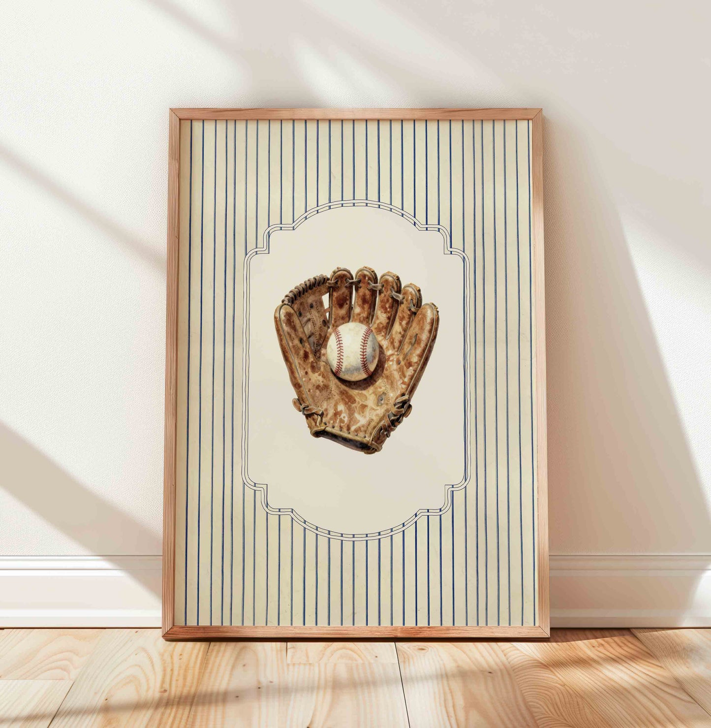 Crossed baseball bats nursery wall art preppy classic American boys room