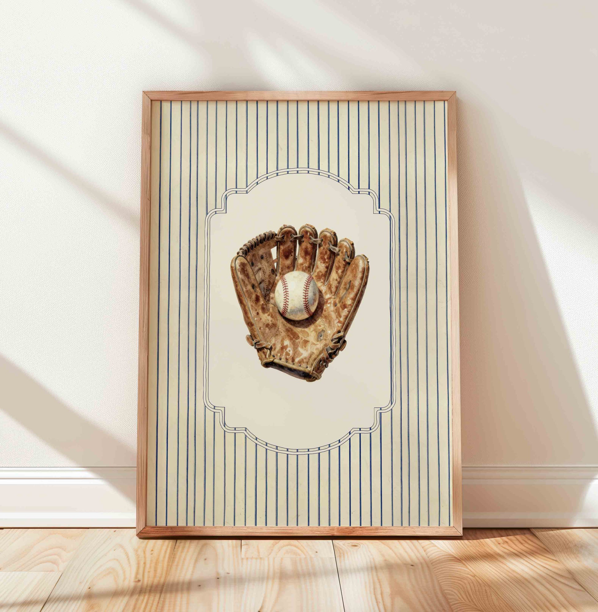 Crossed baseball bats nursery wall art preppy classic American boys room