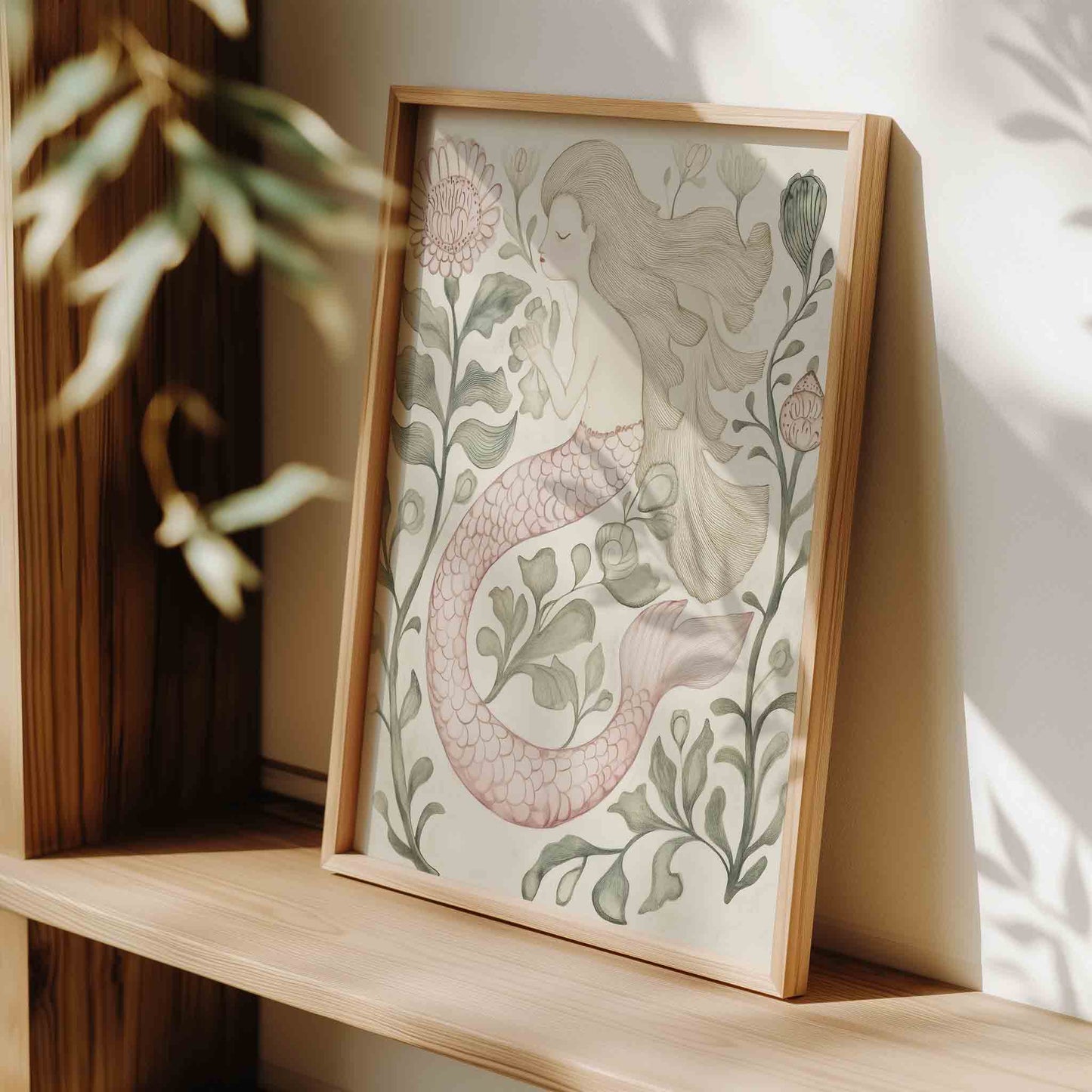 Vintage Magical Fairytale Wall Art Set – Underwater Castle, Seashell & Mermaid Nursery Prints