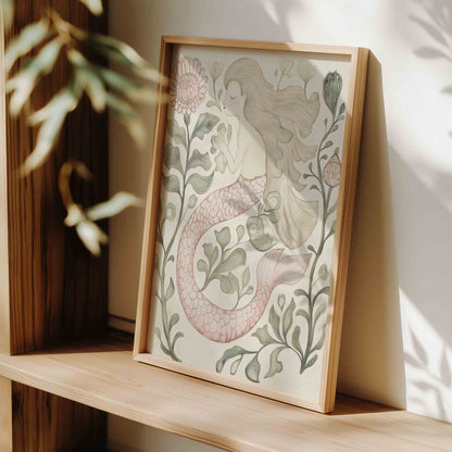 Vintage Magical Fairytale Wall Art Set – Underwater Castle, Seashell & Mermaid Nursery Prints