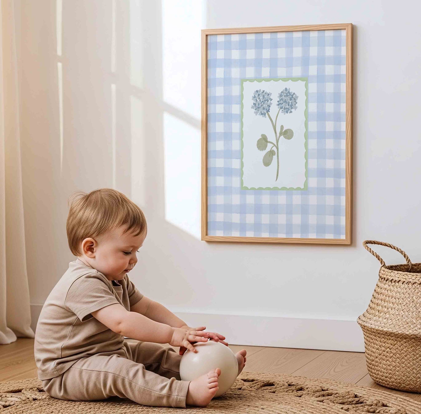 Grandmillennial Blue Floral Nursery Wall Art – Coastal Grandmother Style