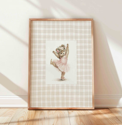 Ballerina Bear Nursery Wall Art – Vintage Coquette Prints for Girls Room