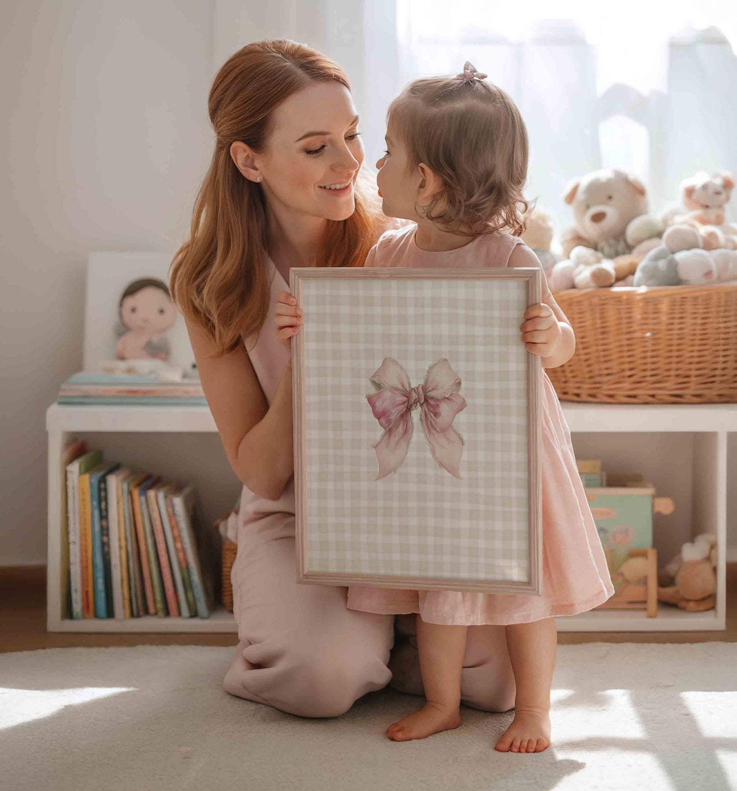 Pink Bow Nursery Wall Art Set – Whimsical Vintage Coquette Prints for Baby Girl Room