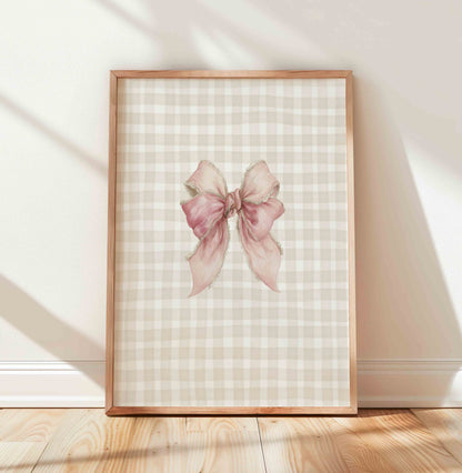 Pink Bow Nursery Wall Art Set – Whimsical Vintage Coquette Prints for Baby Girl Room