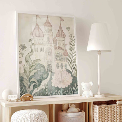Vintage Magical Fairytale Wall Art Set – Underwater Castle, Seashell & Mermaid Nursery Prints