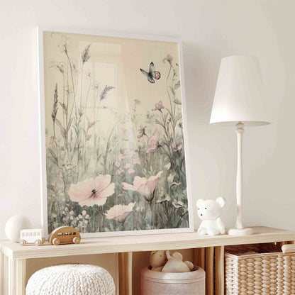 Vintage Fairy Nursery Wall Art Set for Girls - Whimsical Botanical Illustration