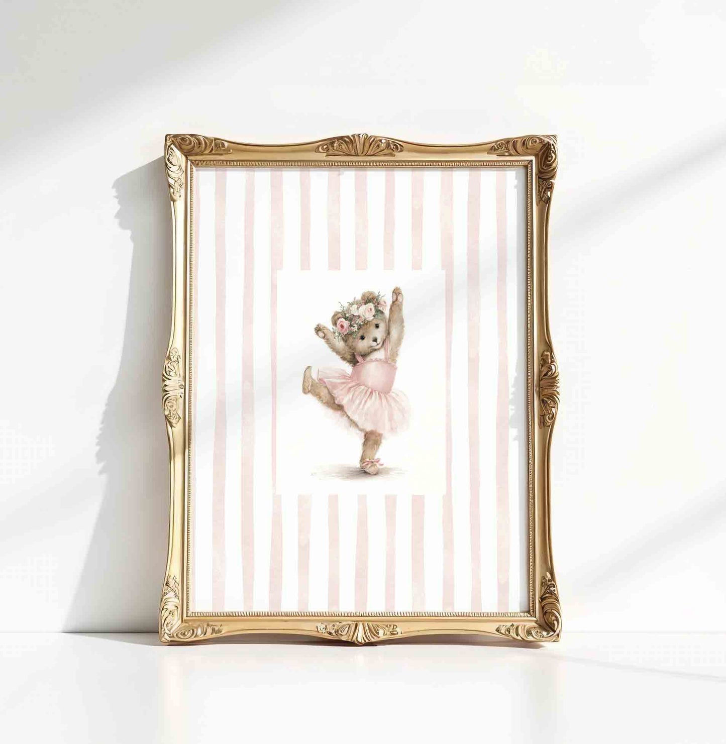 Ballet Bear Nursery Wall Art Set – Whimsical Vintage Prints for Baby Girl Room