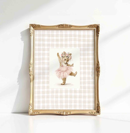 Ballerina Bear Nursery Wall Art – Vintage Coquette Prints for Girls Room