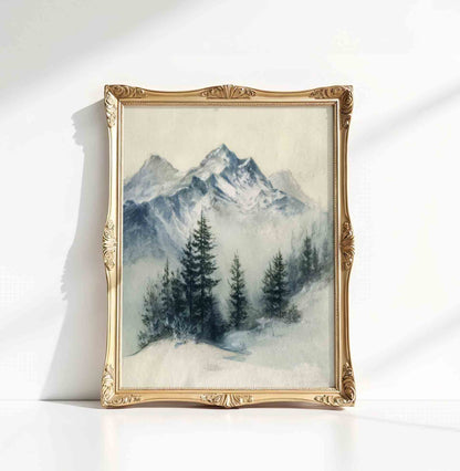 Mountain Nursery Wall Art – Vintage Forest Landscape Set for Boys