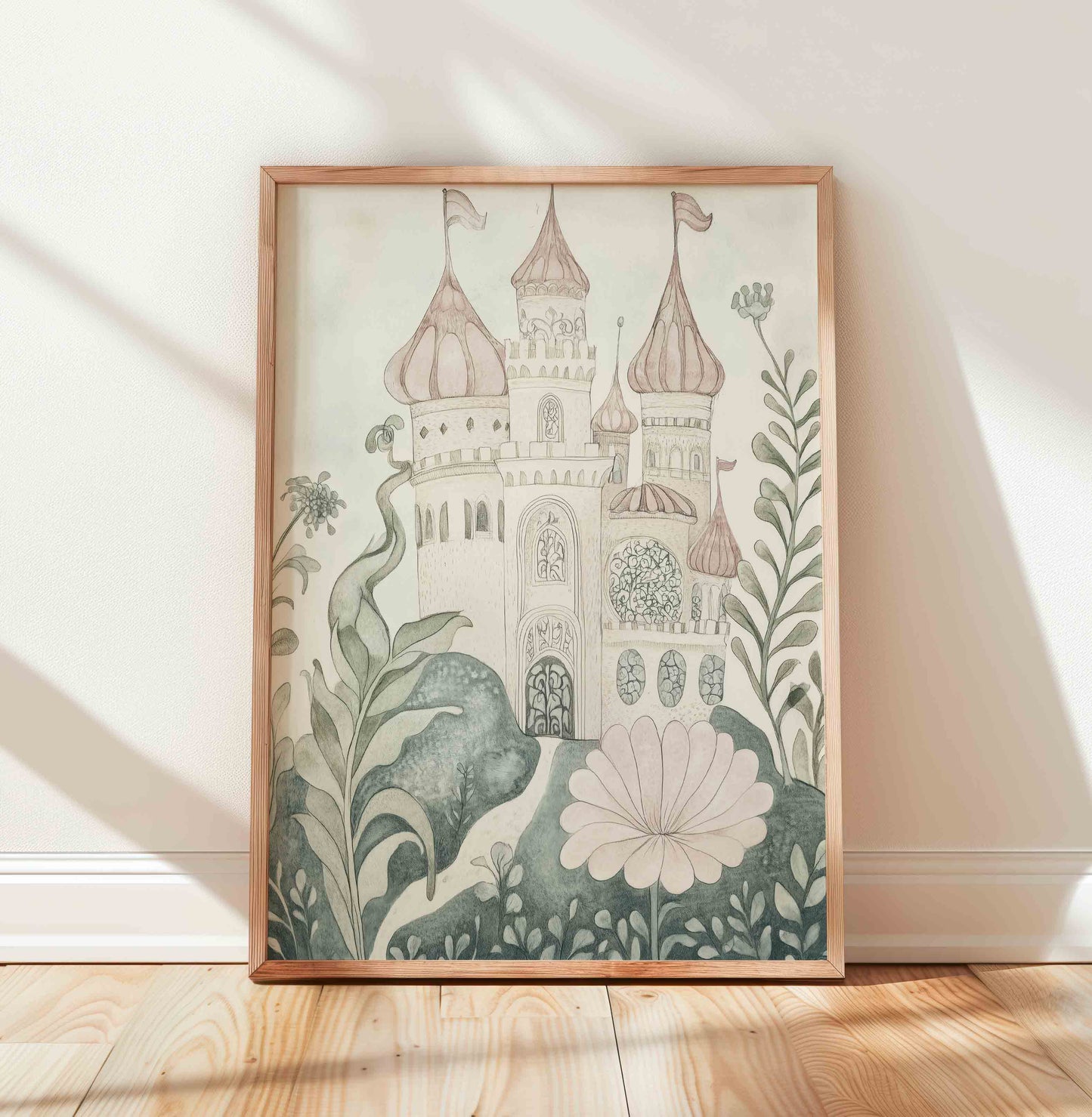 Vintage Magical Fairytale Wall Art Set – Underwater Castle, Seashell & Mermaid Nursery Prints