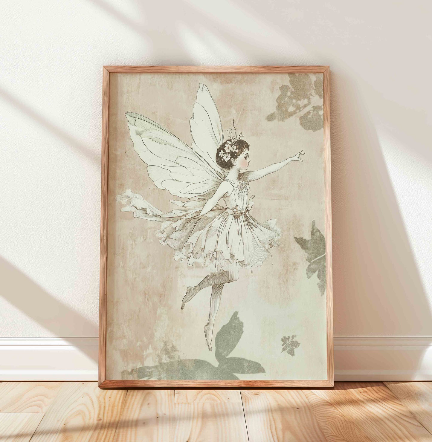 Vintage Fairy Nursery Wall Art Set for Girls - Whimsical Botanical Illustration