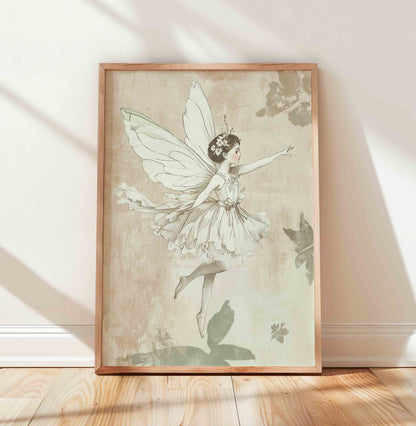 Vintage Fairy Nursery Wall Art Set for Girls - Whimsical Botanical Illustration