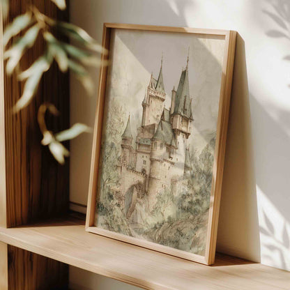 Fantasy Dragon Castle Nursery Art - Vintage Prints for Boys Rooms