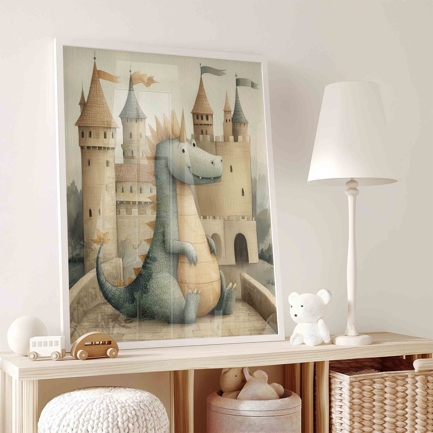 Fantasy Dragon Castle Nursery Art - Vintage Prints for Boys Rooms