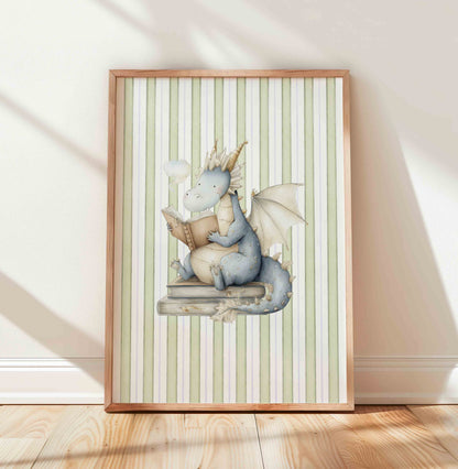 Fantasy Dragon Castle Nursery Art - Vintage Prints for Boys Rooms