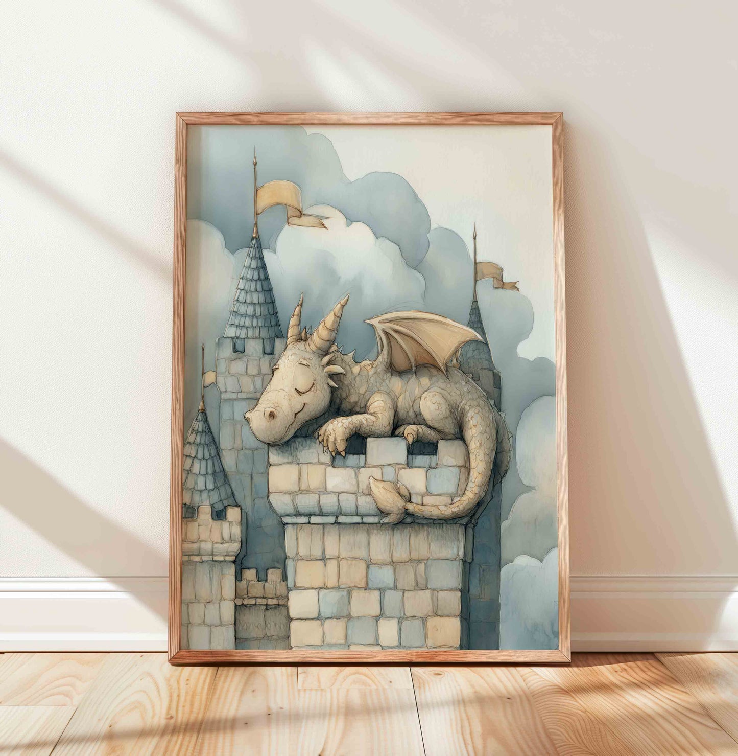 Fantasy Dragon Castle Nursery Art - Vintage Prints for Boys Rooms