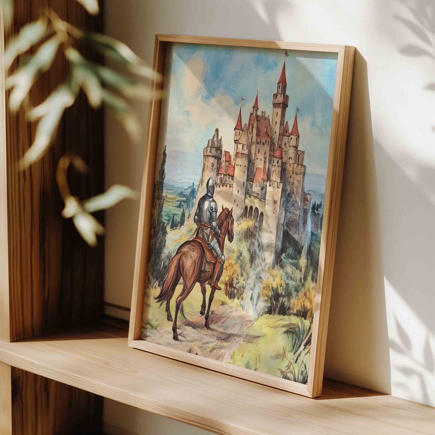 Medieval Castle Dragon Nursery Art - Vintage Magical Wall Prints for Boys