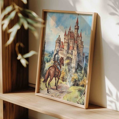 Medieval Castle Dragon Nursery Art - Vintage Magical Wall Prints for Boys