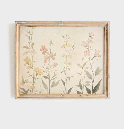 Whimsical Vintage Nursery Wall Art Set – Floral Bunny & Pastel Baby Girl Prints