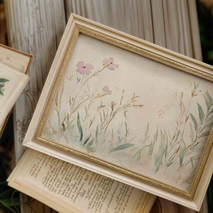 Vintage Bunny and Floral Nursery Prints for Baby Girl Room