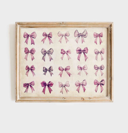 Coquette Pink Nursery Wall Art Set with Bunny and Bicycle