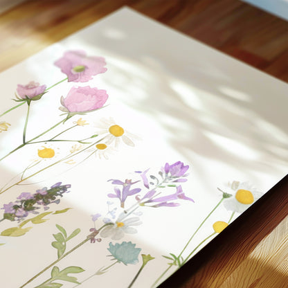 Wildflower Nursery Wall Art Set: Soft Botanical Prints for Baby Girl Room