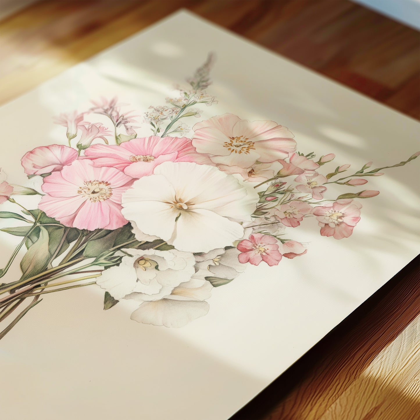 Pink Floral Nursery Wall Art – Bow & Flower Trio Set