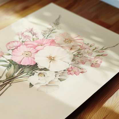 Pink Floral Nursery Wall Art – Bow & Flower Trio Set