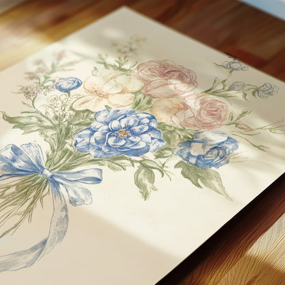 Coquette Nursery Wall Art with Bows and Florals – Soft Girl Room Decor