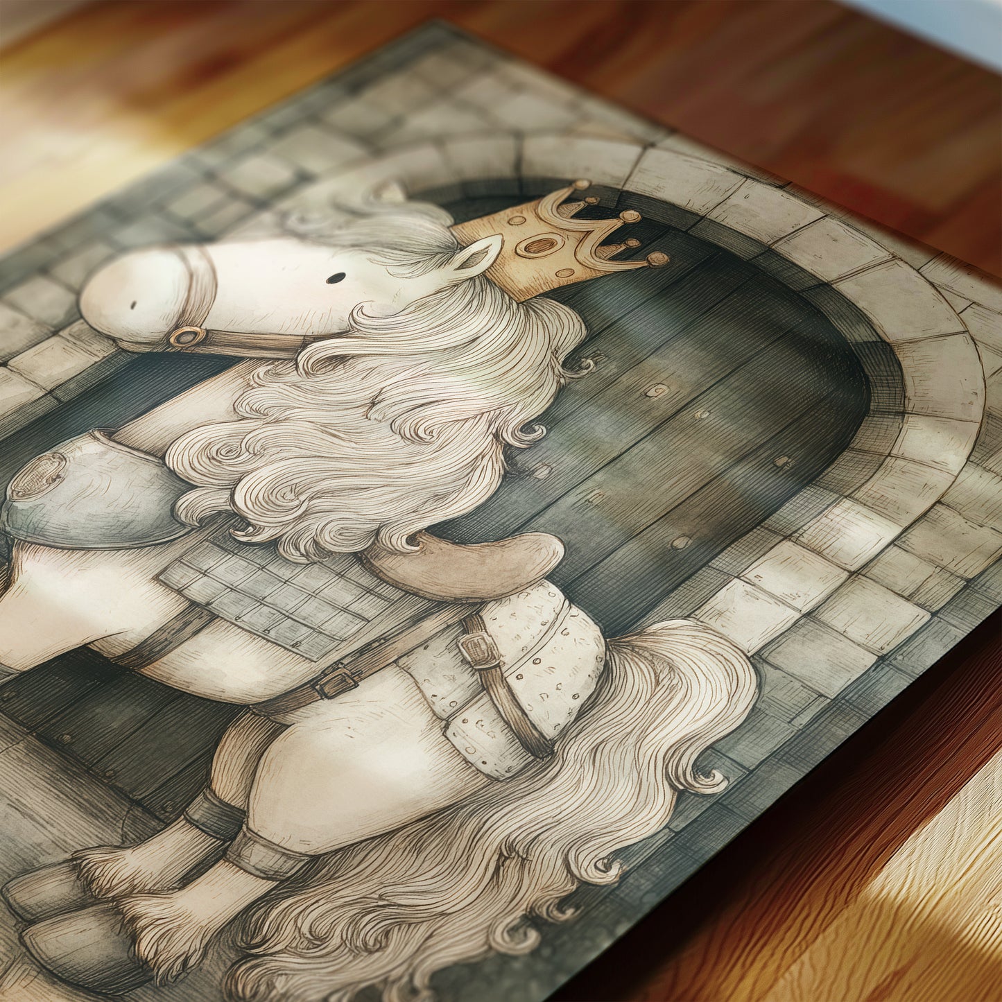 Knight, Castle, and Royal Horse: Vintage Adventure Wall Art Set for Boys