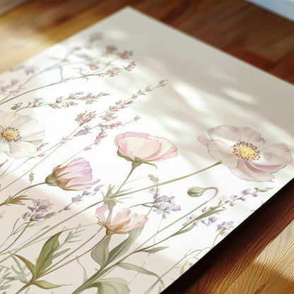 Pastel Wildflower Wall Art Set: Soft Floral Prints for Nursery or Baby Girl Room