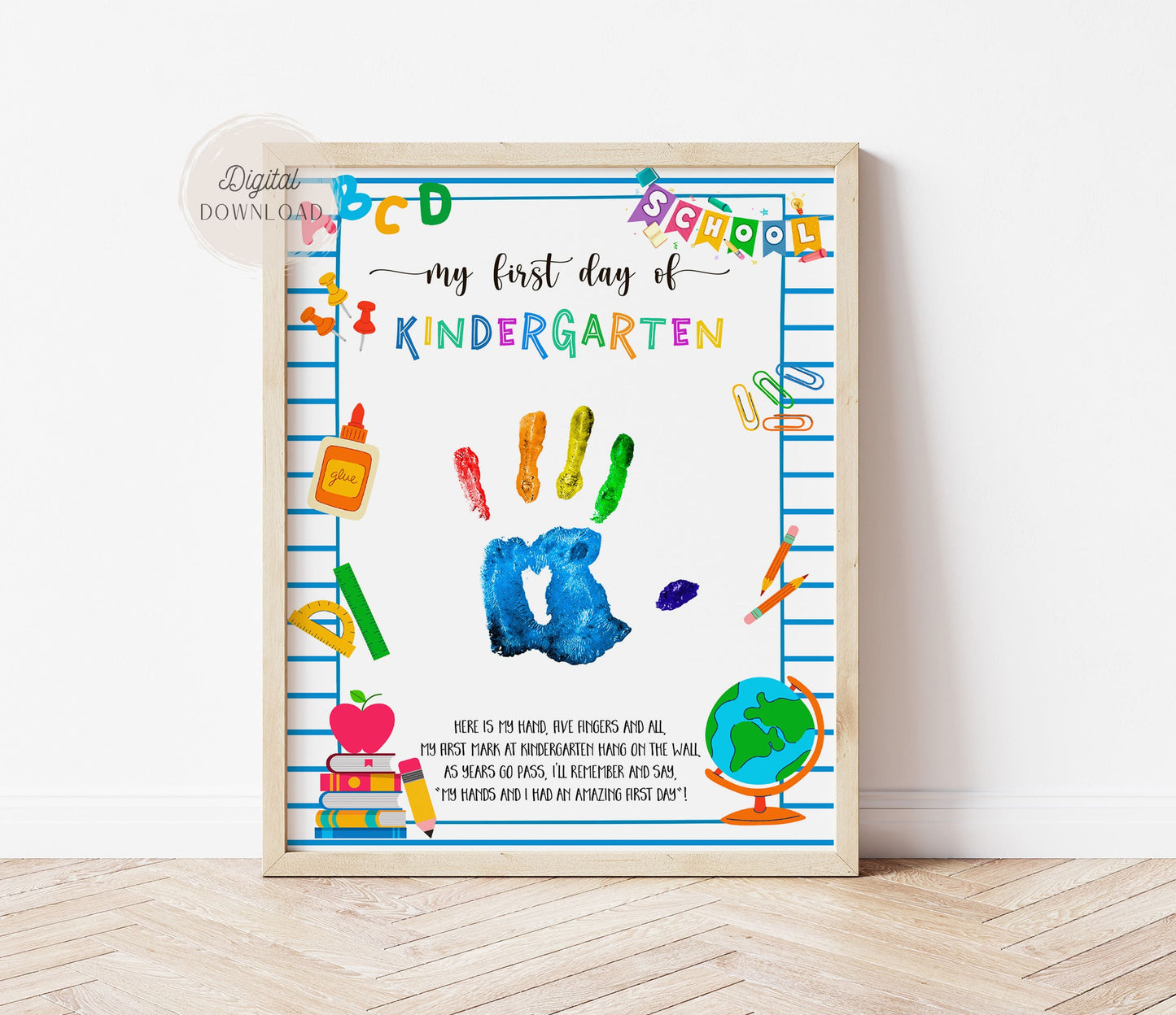 1st First Day of Kindergarten with Handprint poem