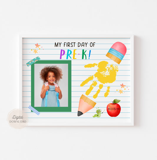 1st First Day of Pre-K Handprint Pencil with photo