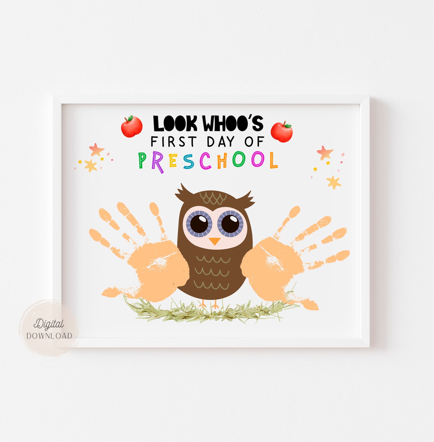 First Day of Preschool Owl handprint