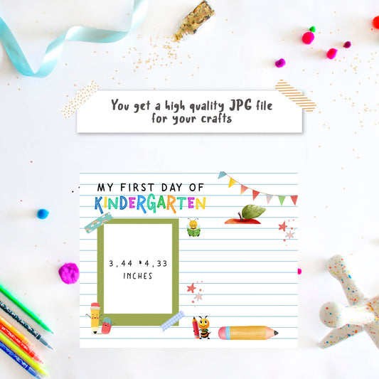 1st First Day of Kindergarten Handprint Pencil with photo