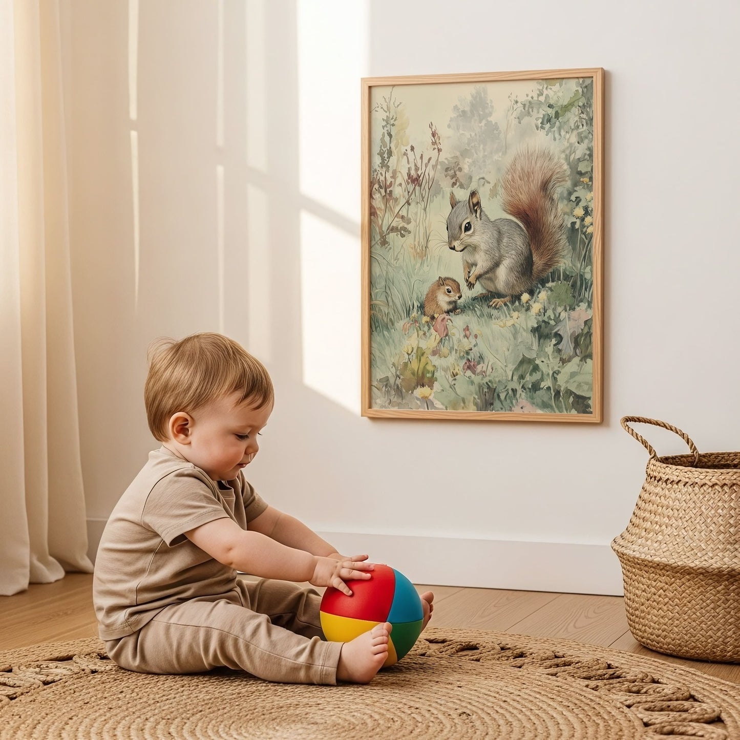 Woodland Nursery Wall Art Set with Forest Animals, Nature Scenes & Gentle Quotes (9 Pieces)