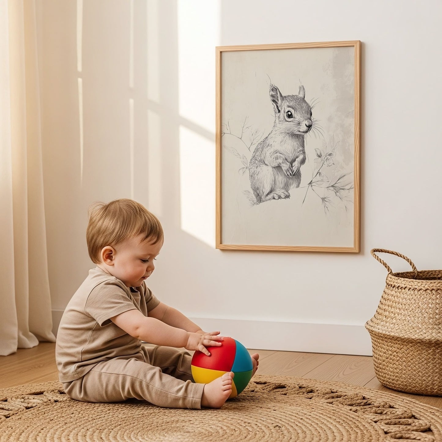 Woodland Nursery Wall Art Set with Forest Animals, Botanical Sketches & Nature Scenes (9 Pieces)