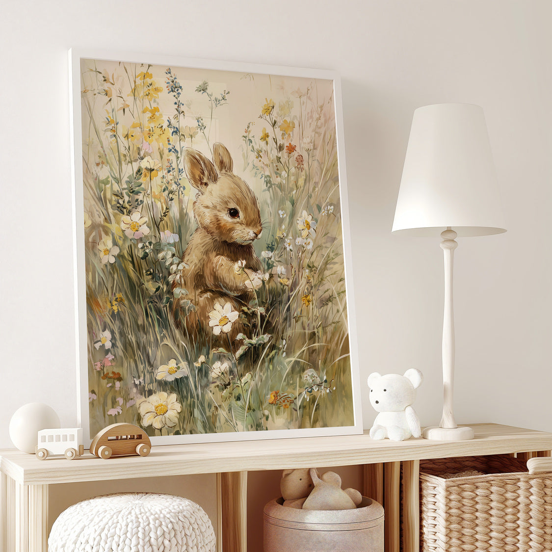 Woodland Nursery Wall Art Gallery with Bunny, Ducks, Florals & Meadow Scenes (9 Pieces)