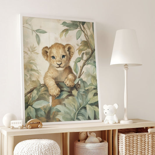 Safari Nursery Wall Art Set with Jungle Animals, Tropical Leaves & Nature Scenes (9 Pieces)