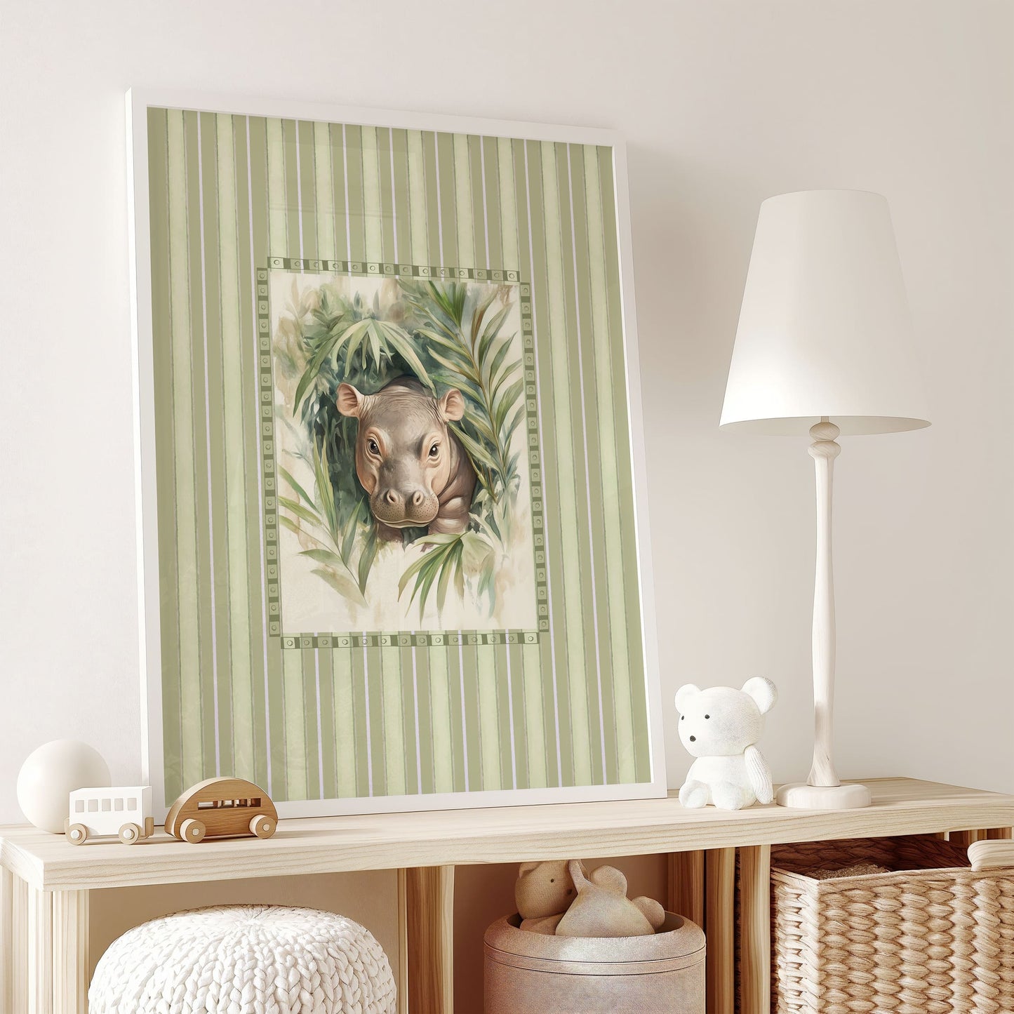 Safari Nursery Wall Art Set with Jungle Animals, Tropical Leaves & Nature Scenes (9 Pieces)