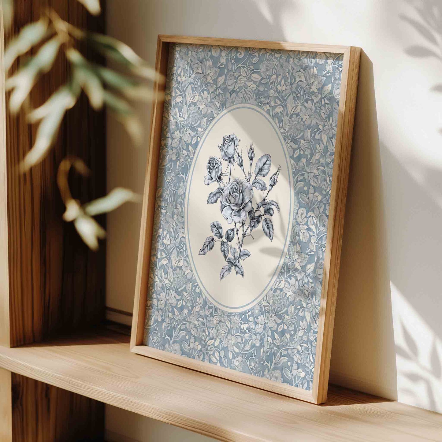 Antique Blue Rose Bouquet Sketch - Set of 3 - 001