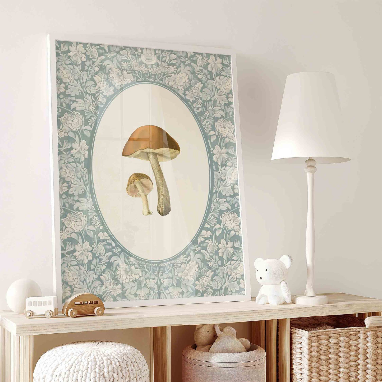 Mushroom Prints in Blue - Set of 3 - 001