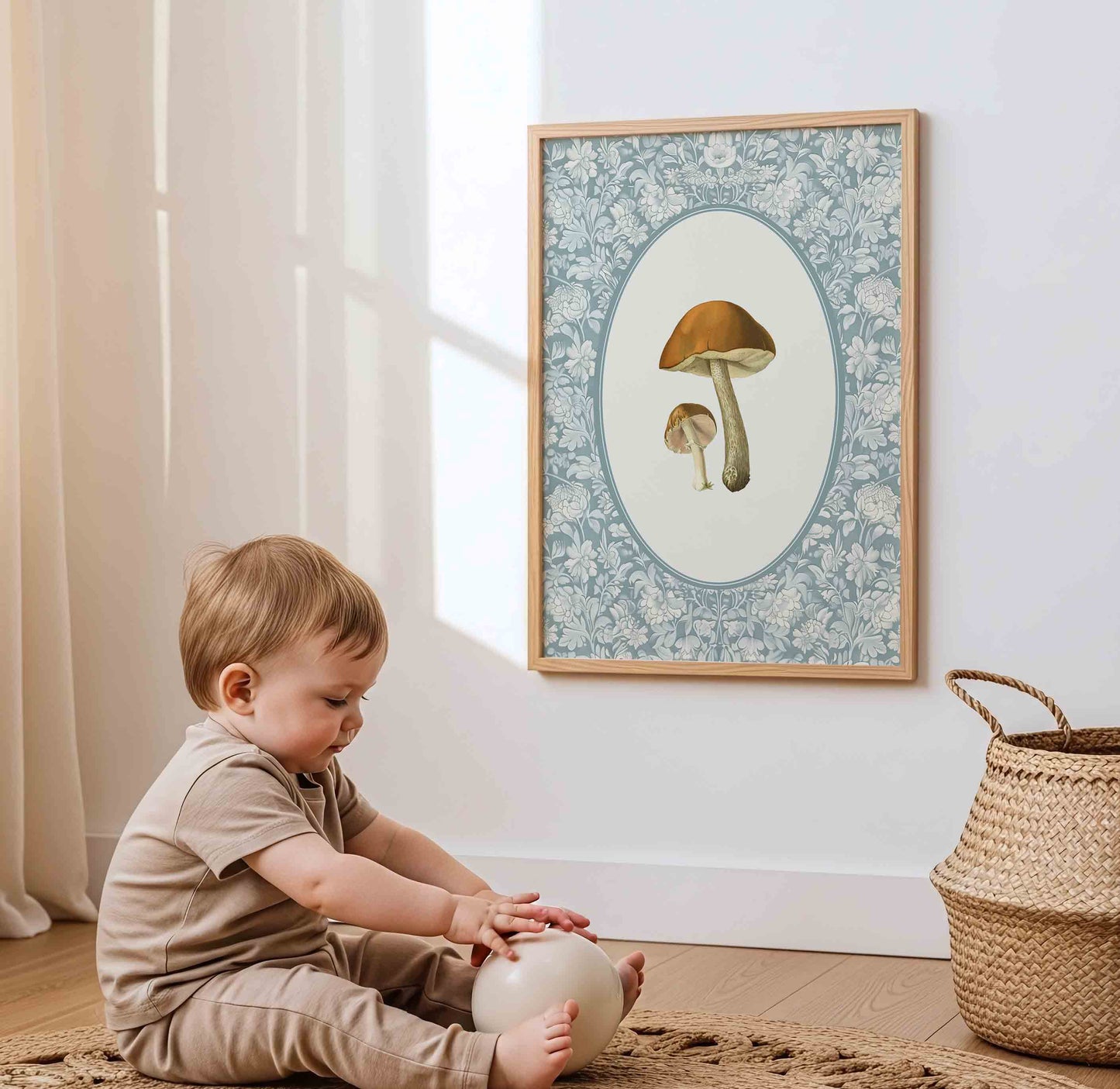 Mushroom Prints in Blue - Set of 3 - 001