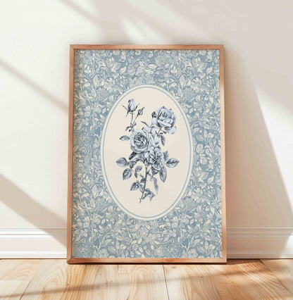 Antique Blue Rose Bouquet Sketch - Set of 3 - 001