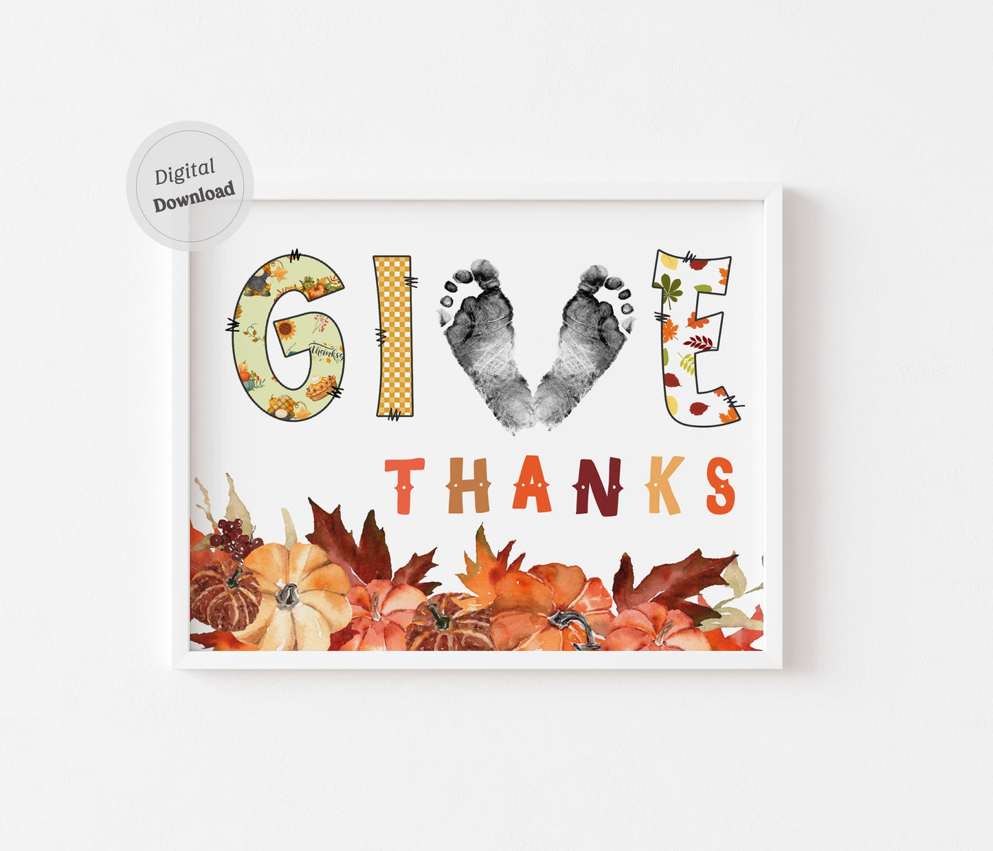 Give Thanks Footprint - Thanksgiving Infant Art